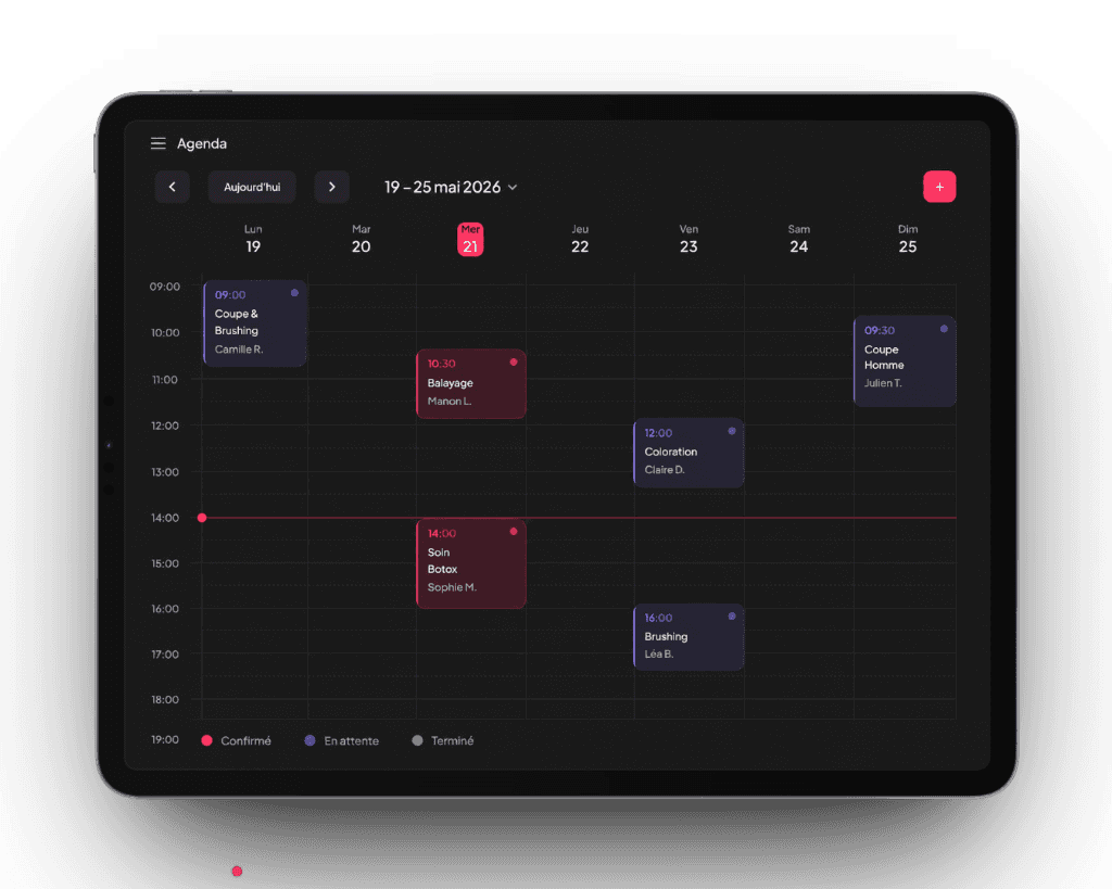Aperçu de l’agenda KayGlow Pro